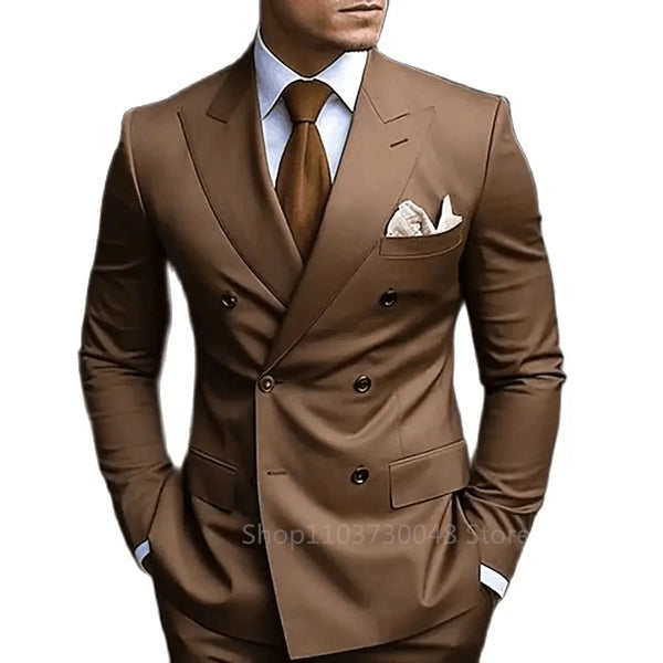 Elegant Men's Slim Fit Wedding Suit Set - Tuxedo Blazer and Pants for Formal Events
